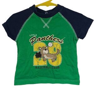 Carter's Top Baby Boy 18M Green T-Shirt Graphic Print Panthers Baseball Club Tee